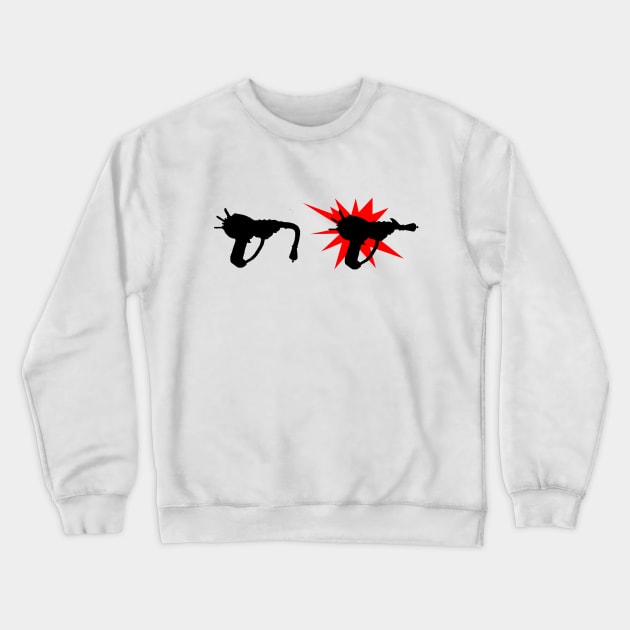 Zombie Pack-a-Punched Ray Gun on Hot Pink Crewneck Sweatshirt by LANStudios